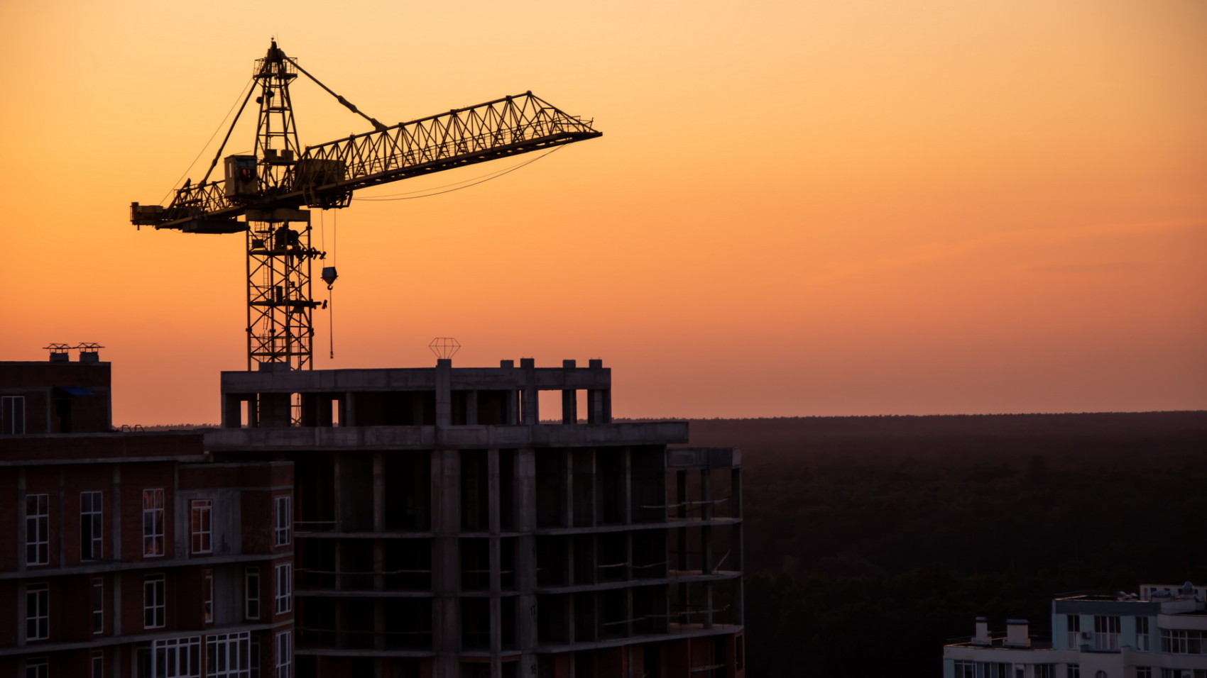 Crane,construction Tower Crane Equipment Over Building Construct