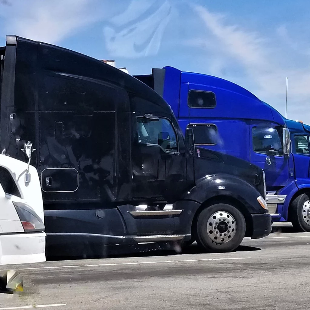 trucks parked left lane